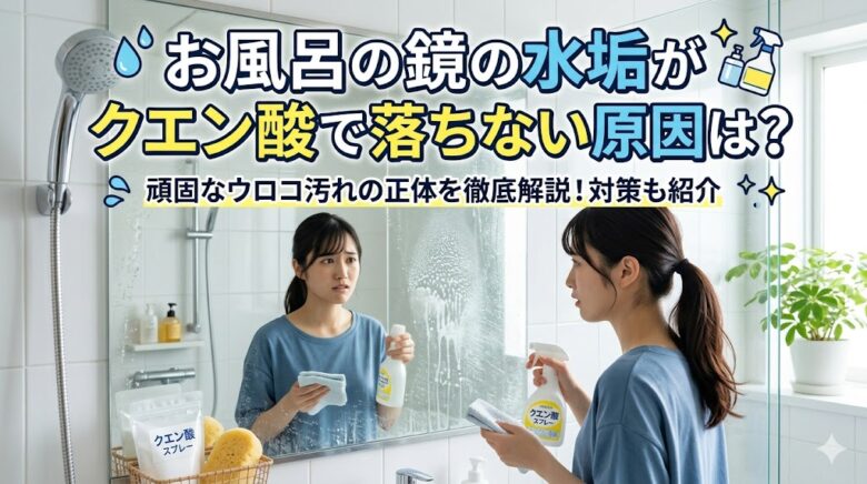 お風呂の鏡の水垢がクエン酸で落ちない原因