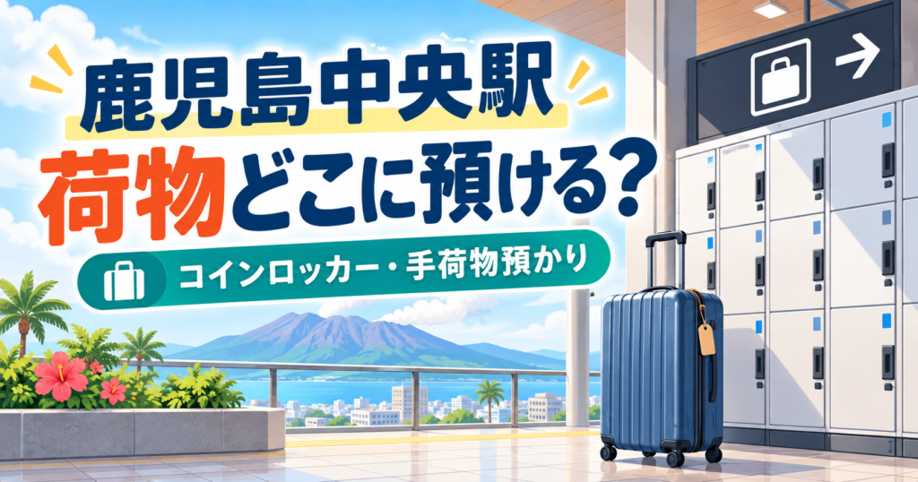 鹿児島中央駅のコインロッカーと手荷物預かりを案内するイメージ