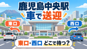鹿児島中央駅の東口・西口で車送迎するイメージ